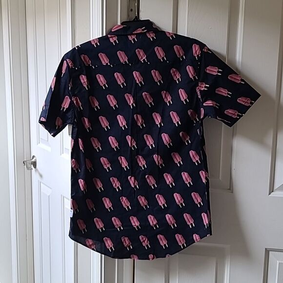 Public Art Shirt Navy Blue Popsicle Print Short Sleeve 100% Cotton NEW Small - Picture 6 of 7